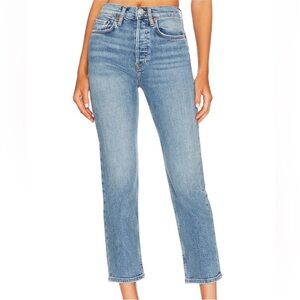 REDONE 70’s Stove Pipe High Rise Straight Leg Blue Denim Jeans 32